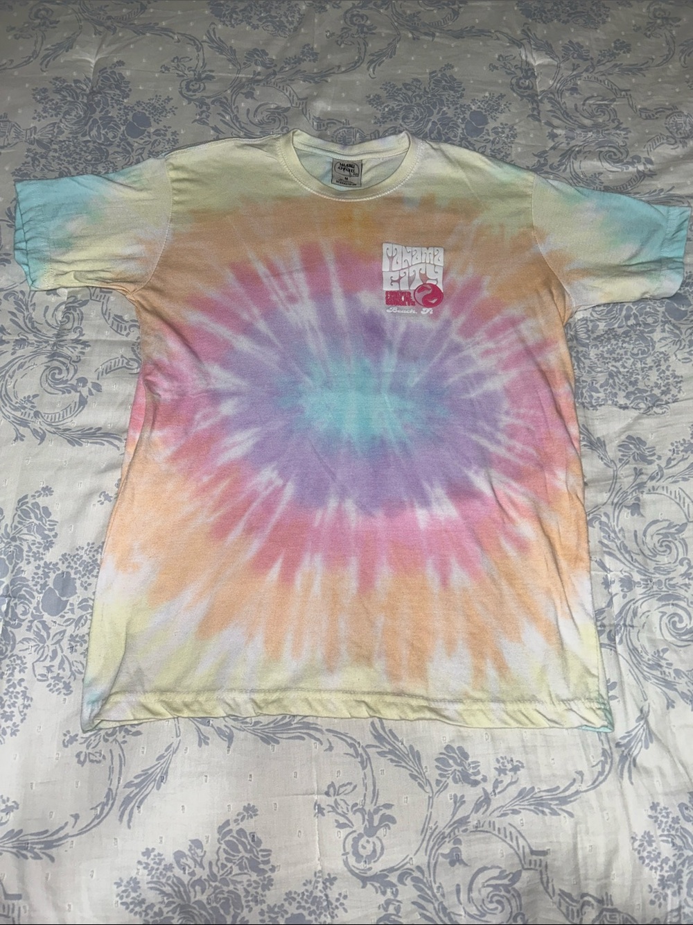 Tie-Dye Florida Shorts Sleeve T-Shirt with Pastel Rainbow Swirl